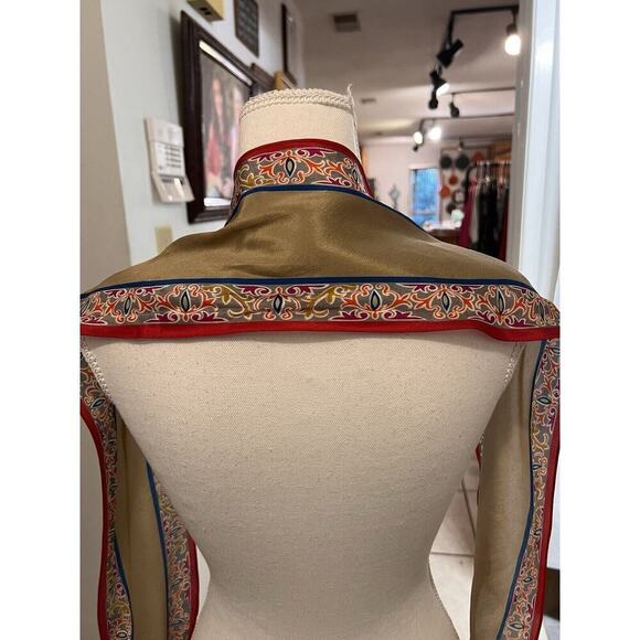 Liz Claiborne Multicolor Rectangle Scarf Pointed Ends Gold Floral 32x5.5 - Picture 3 of 3